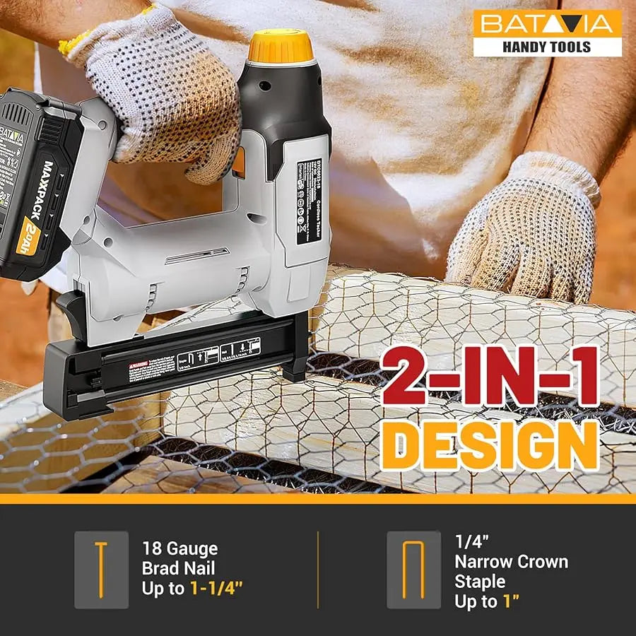 20V Nail Gun Battery Powered, 18 Gau  2 in 1 Cordless Brad Nailer Stapler for Home Improvement and Woodworking, Electric Staple