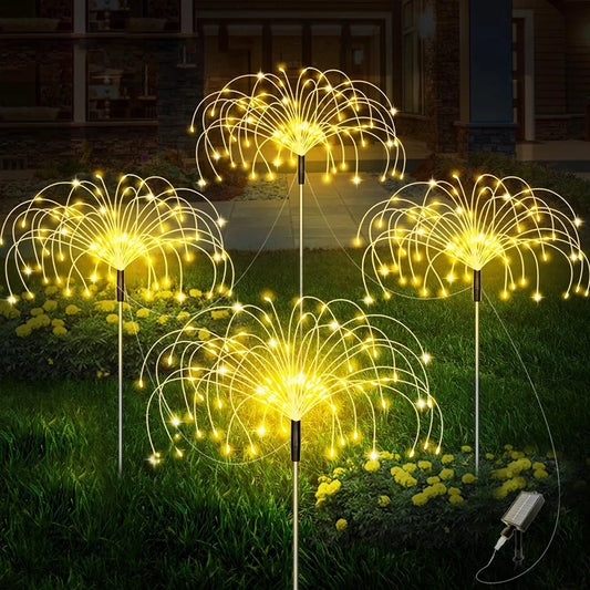 320/240LED  Solar Fireworks Lights Bright 4 in1 Pack Lawn Lamp Outdoor Garden Decoration Starburst Lights 8 Mode Fairy Lights - TrendForce25