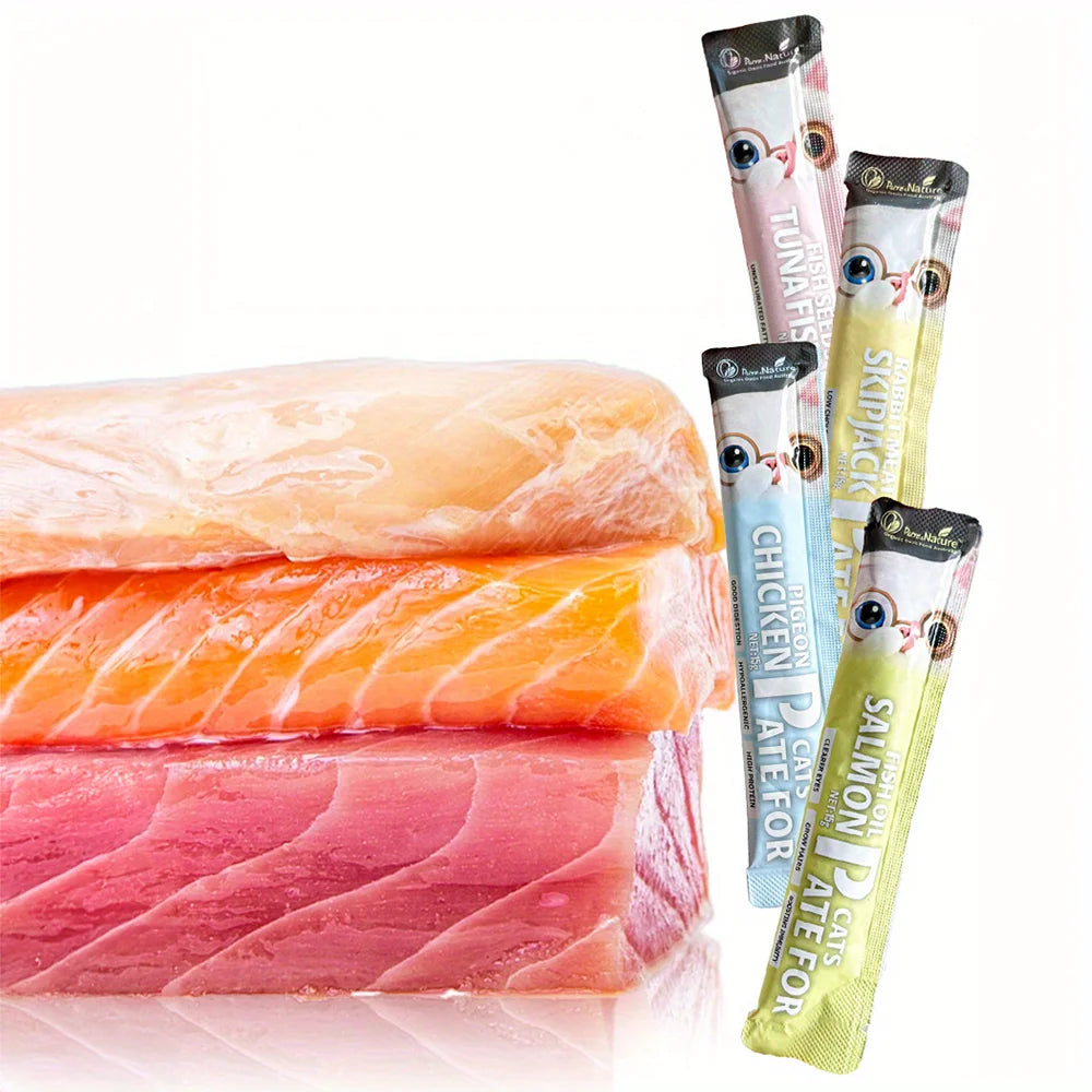 10.58oz(300g) Cat Stick, Chicken Flavor, Skipjack & Rabbit Flavor, Tunna & Fish Seed Flavor, Salmon & Fish Oil Flavor - TrendForce25