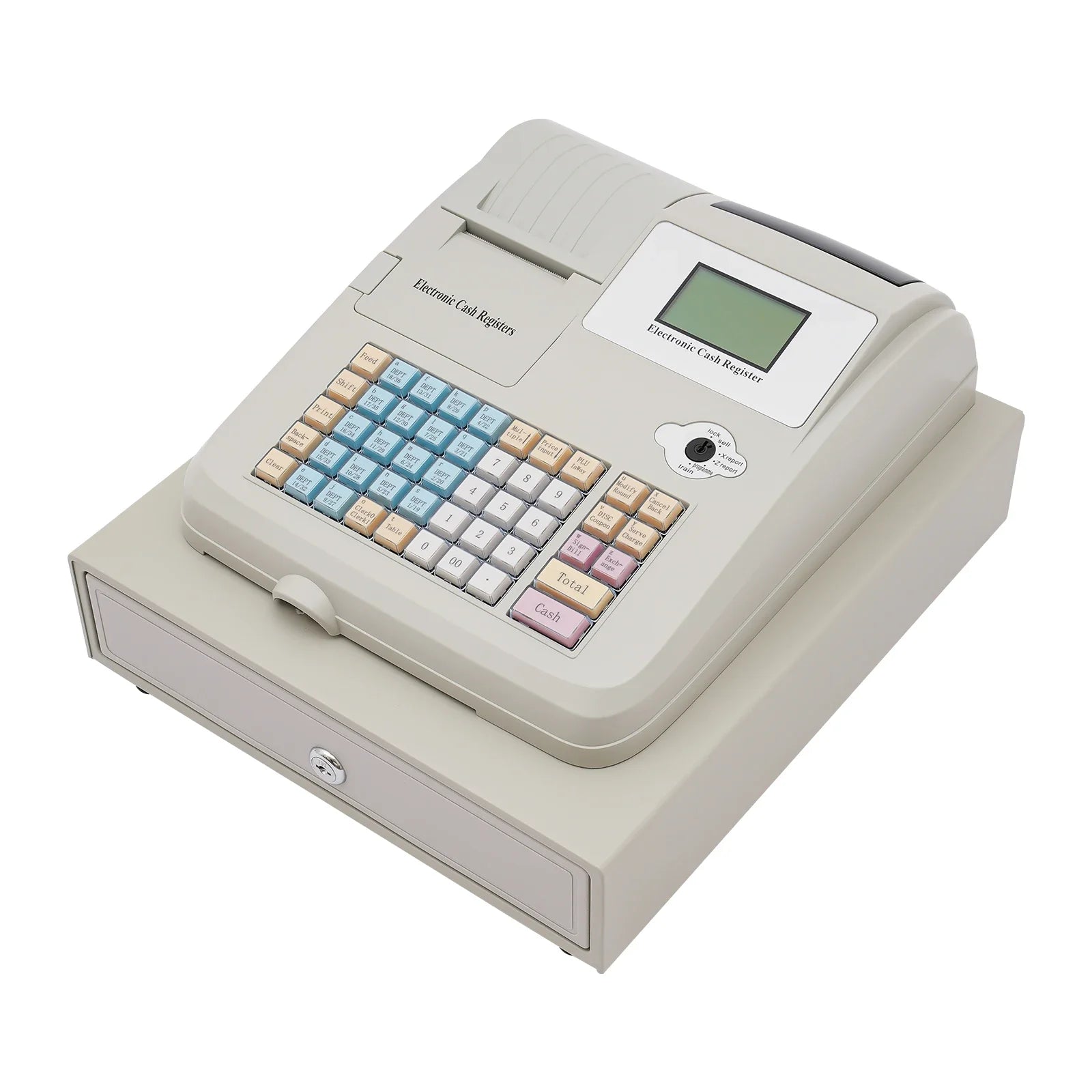 48-Keys Electronic Cash Register with Drawer Box Intelligent Cash Register Computer Digital LED Display POS Cashier - TrendForce25