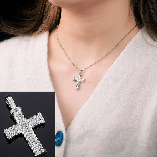 Exquisite Fashion 925 Sterling Silver Cross Pendant Moissanite Pendant Necklace For Men Women Hip Hop Jewelry Wholesale 2022 New - TrendForce25