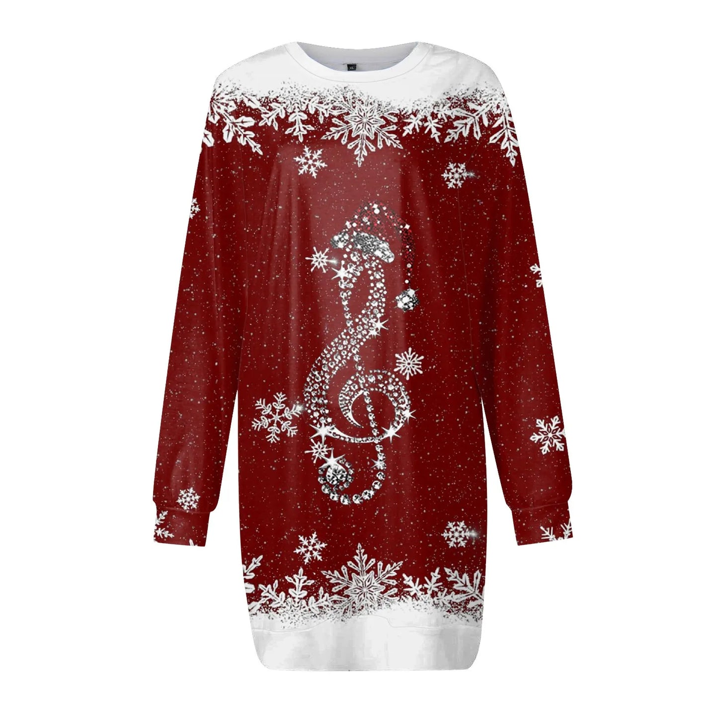 Snowflake Christmas Print Dress For Women 2025 New Year Xmas Party Dress Autumn And Winter Christmas Dresses Long Sleeve Vestido