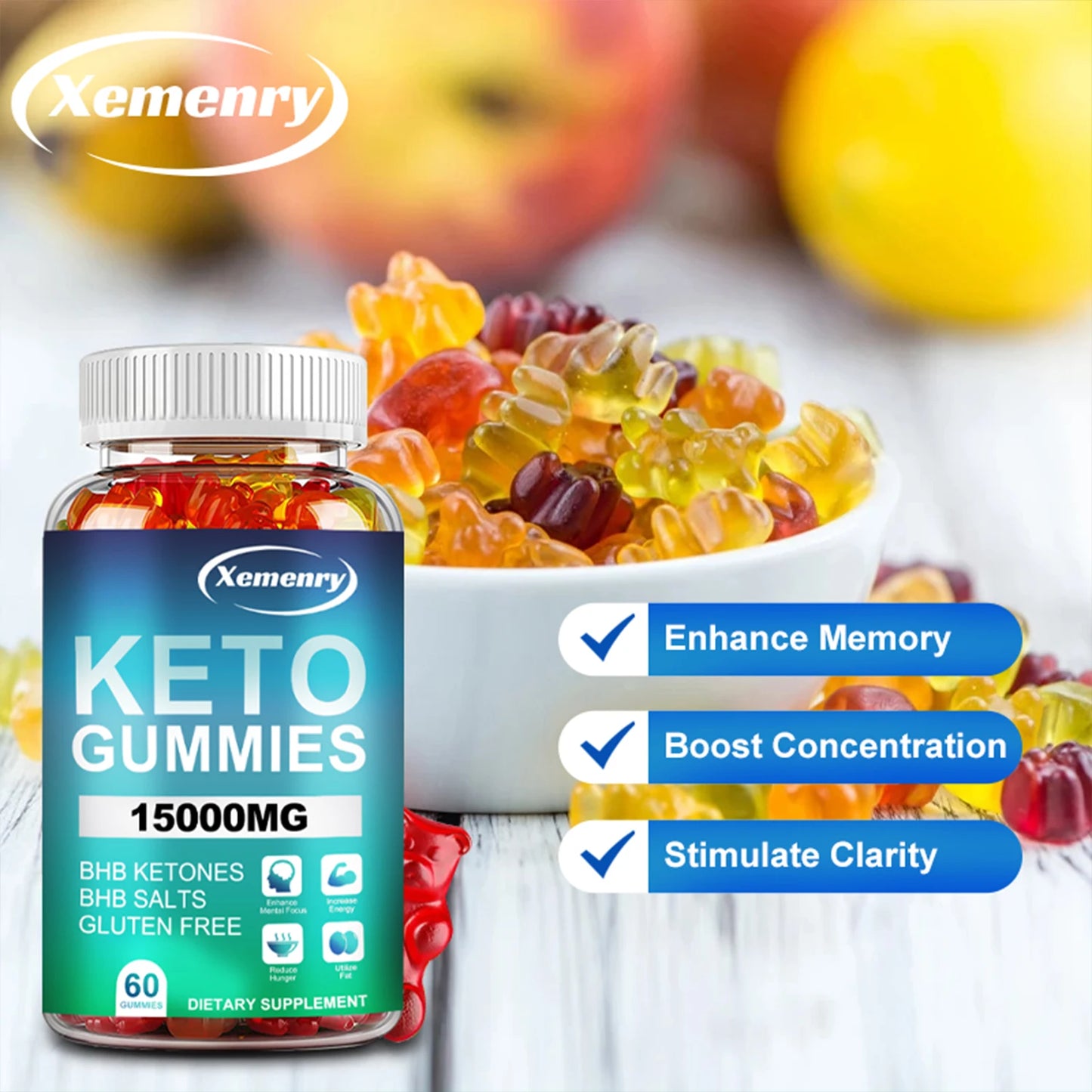 Keto Gummies - Burn Fat, Weight Management, Speed Up Metabolism, Digestive Health, Appetite Control - 60 Gummies