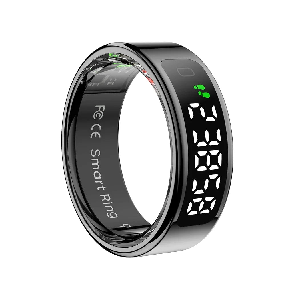 R11 Smart Ring with Display Screen and Touch Heart Rate Blood Oxygen Monitor Ring Wireless Charging Smartring for Android & iOS