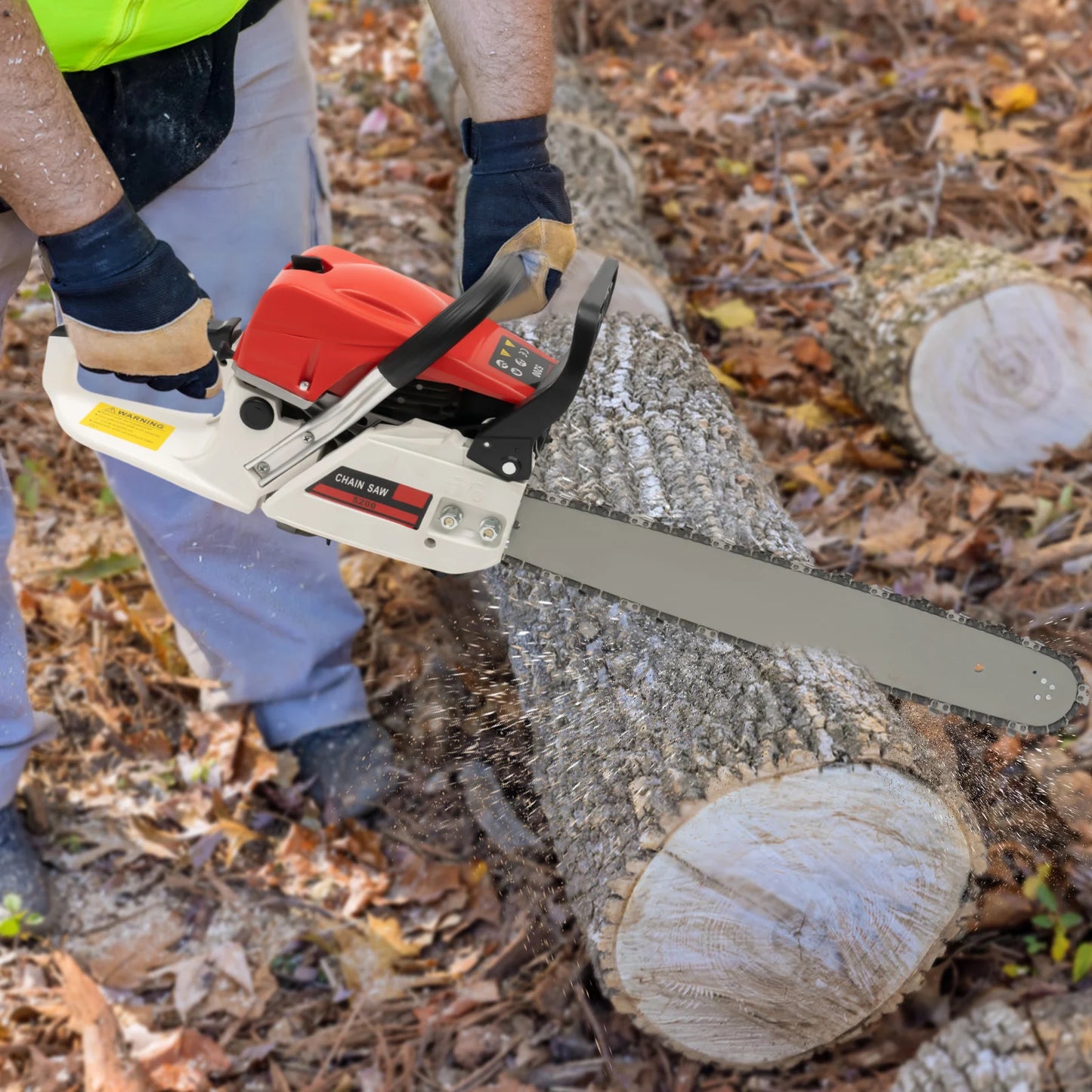 Gasoline Chainsaw with 52cc Engine, 20-inch Bar, and 7500RPM Speed for Heavy-Duty Cutting, Complete with Tool Bag - TrendForce25