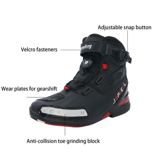 Motorcycle Boots Men Leather Motos Riders Protective Boots Waterproof Non-slip Motocross Mountain Racing Ankle Length Shoes