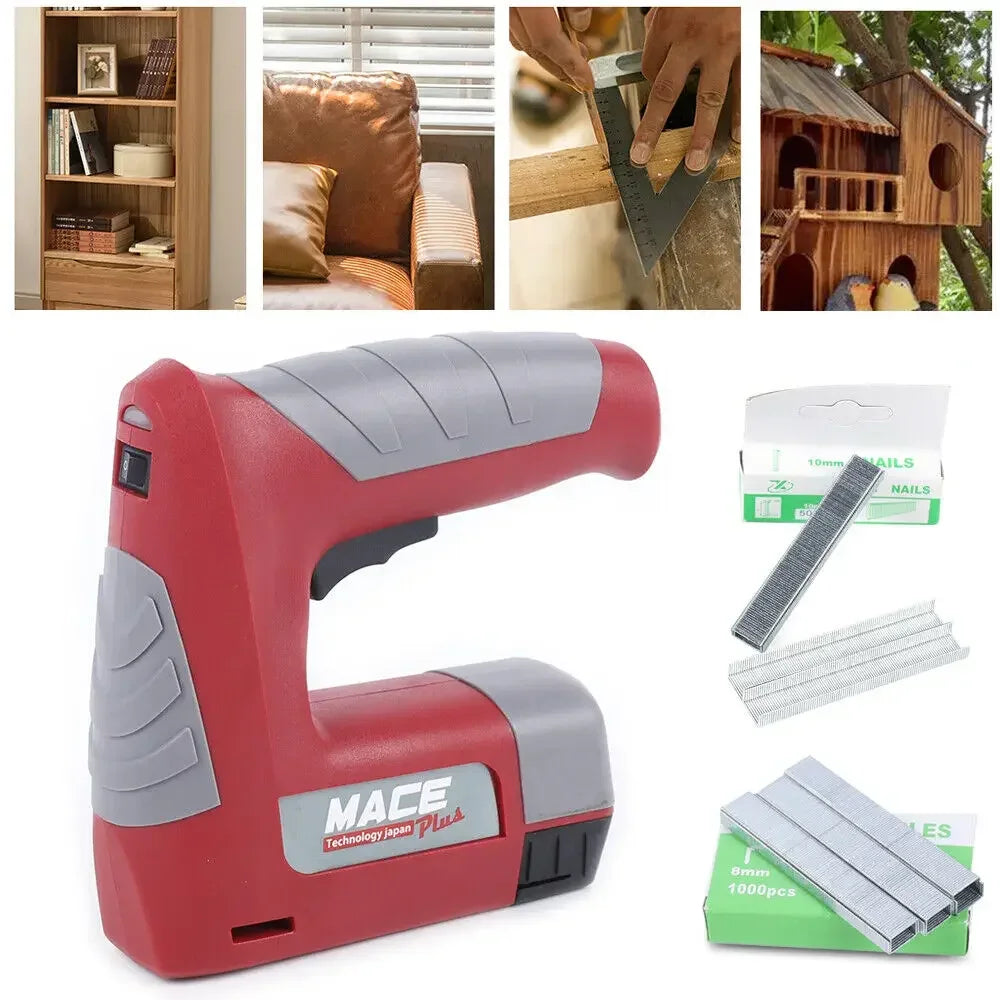 Electric Heavy Duty Nail Gun Staple Gun Cordless Stapler Nailer Woodworking Tool