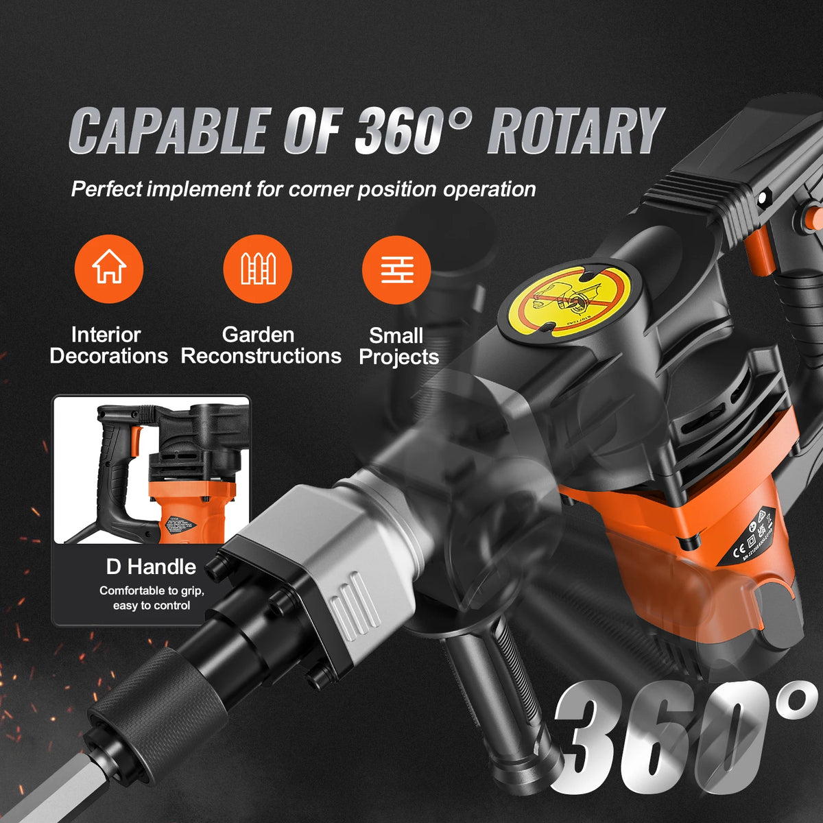 SucceBuy 1400W Demolition Jack Hammer Electric Jackhammer Heavy Duty 2900 BPM Concrete Breaker 2pcs Chisels Bits Chipping - TrendForce25