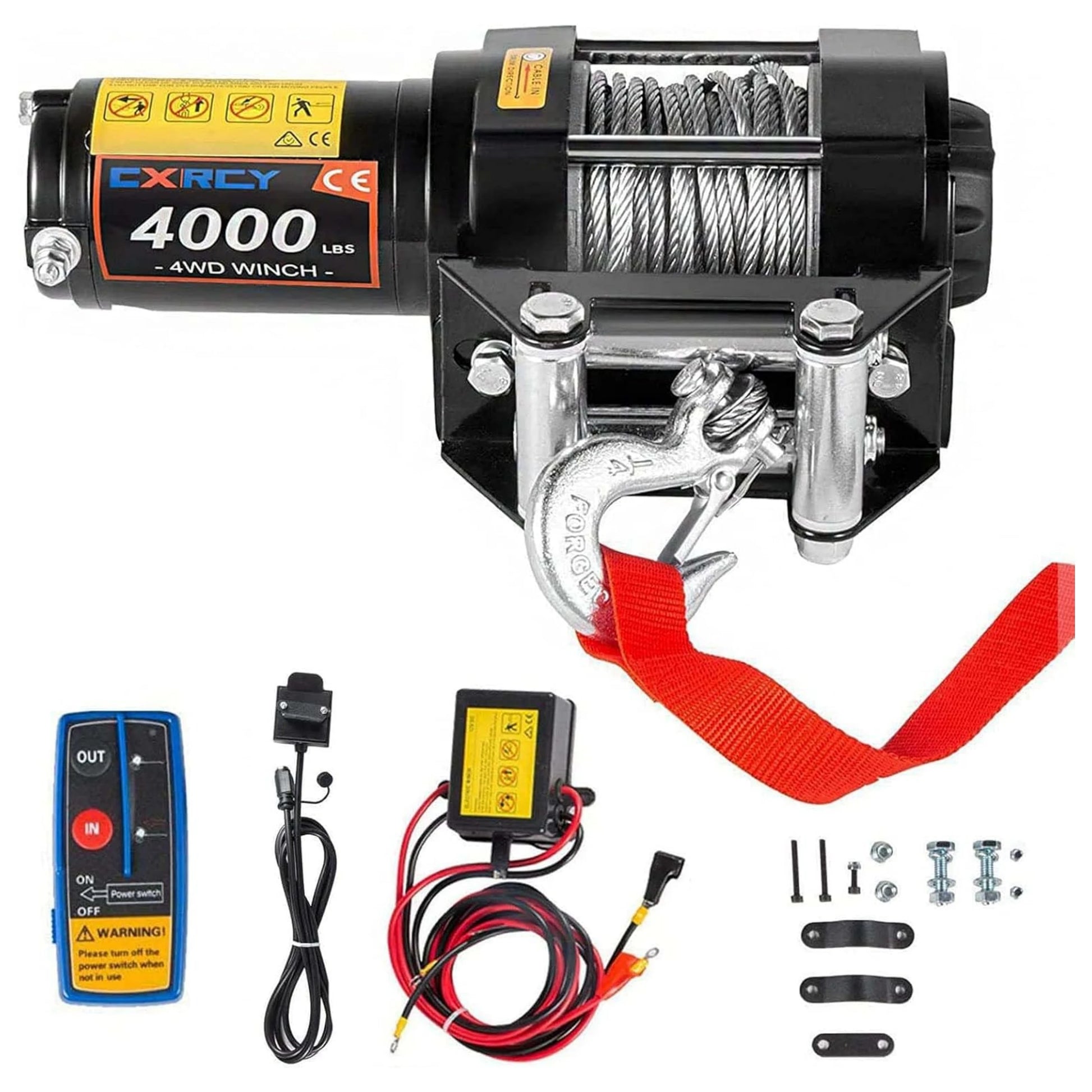 12V Electric Winch, 13500 Load Capacity Synthetic Rope Towing Winches for Jeep Truck SUV,with Wired Handle and Wireless Remote - TrendForce25