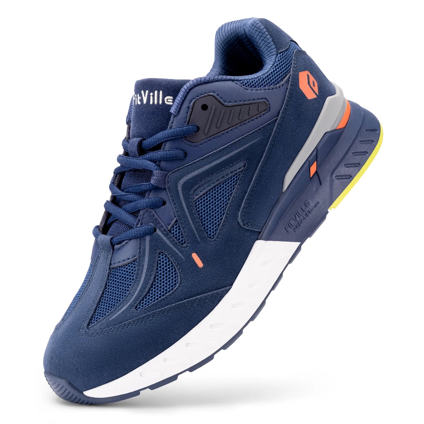 FitVille Extra Wide Men's Walking Shoes Lightweight Sneakers for Flat Feet Arch Fit Heel Pain Relief Non-Slip Sports Shoes