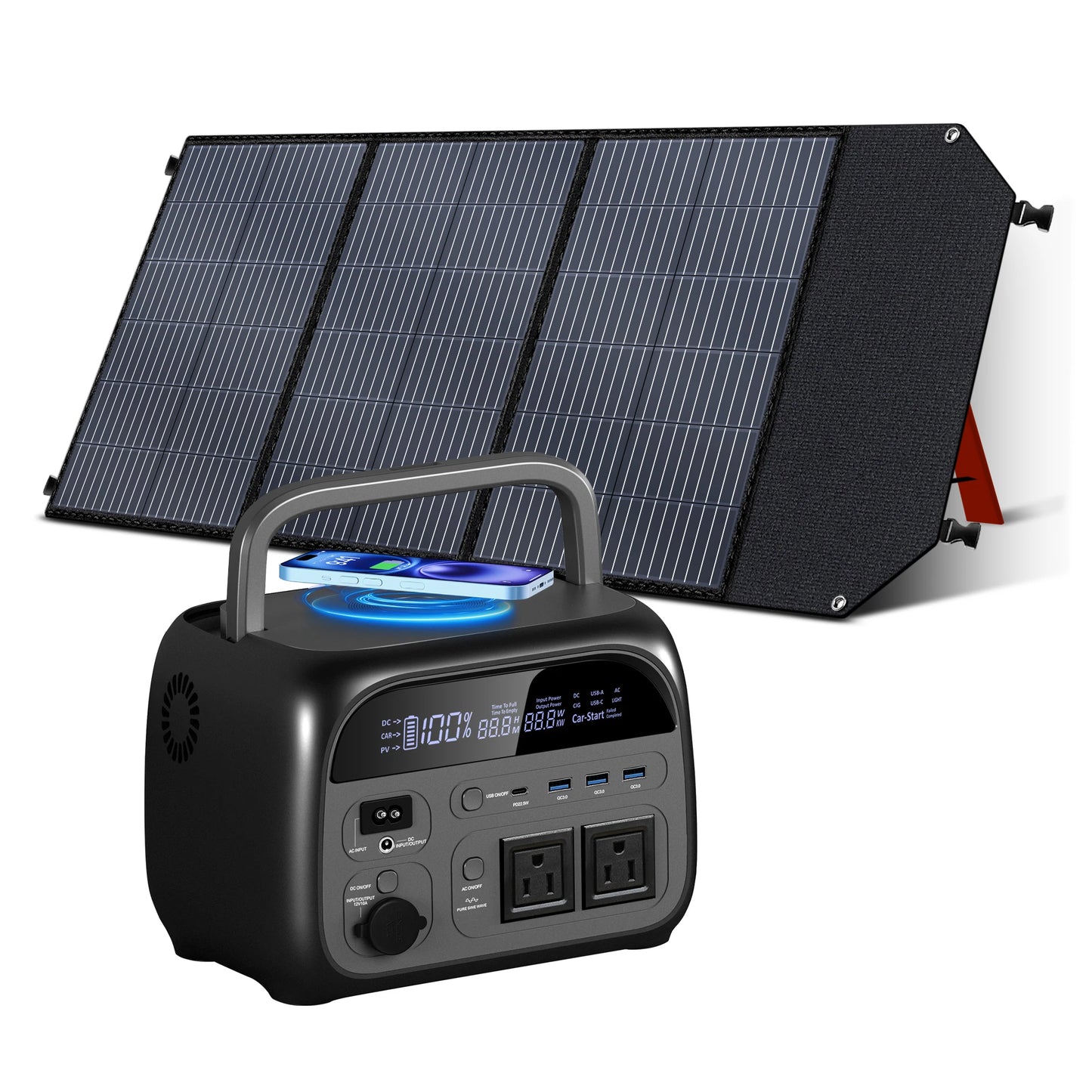 CTOLITY 500W Solar Generator 345Wh Camping Portable Power Station 100W Foldable Solar Panel, UPS Function, For Camping Emergency - TrendForce25