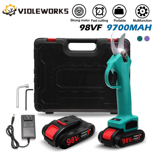 VIOLEWORKS 30mm Cordless Electric Pruning Shears Garden Fruit Tree Bonsai Cordless Electric Garden Scissors Handheld Garden Tool