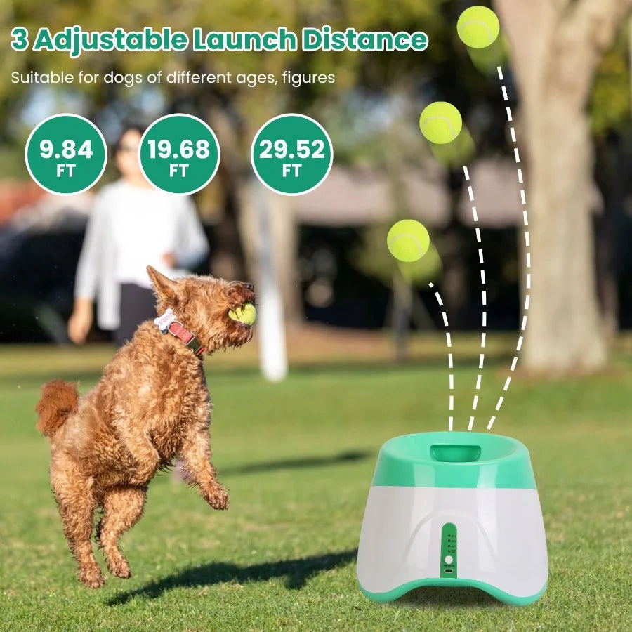 Automatic Dog Ball Launcher Included 6 Tennis Balls Dog With 3 Adjustable Launch Distance Interactive Ball Thrower Fetch Machin - TrendForce25