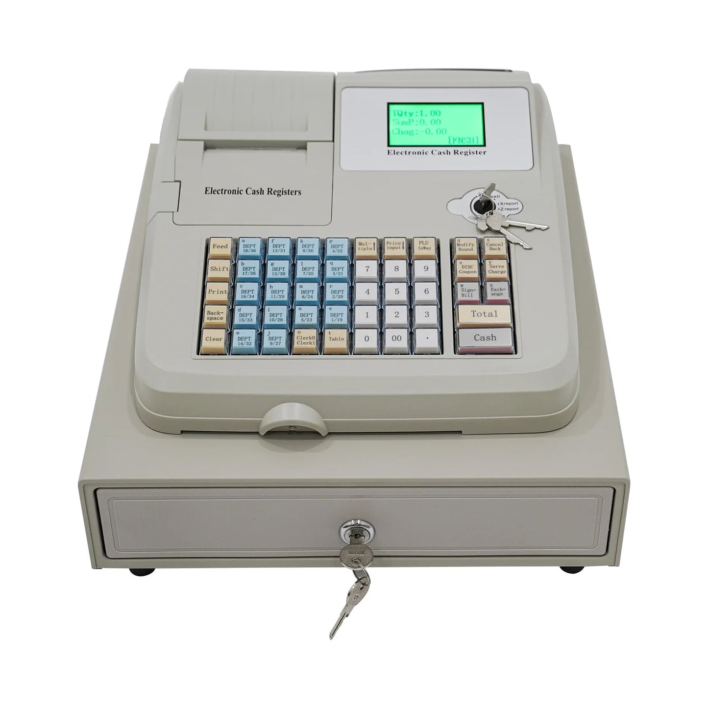 48-Keys Electronic Cash Register with Drawer Box Intelligent Cash Register Computer Digital LED Display POS Cashier - TrendForce25