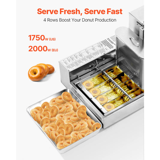 SucceBuy Commercial Automatic Donuts Machine Donuts Equipment Electric High Power Doughnut Maker StainlessSteel Frying AutoFryer - TrendForce25