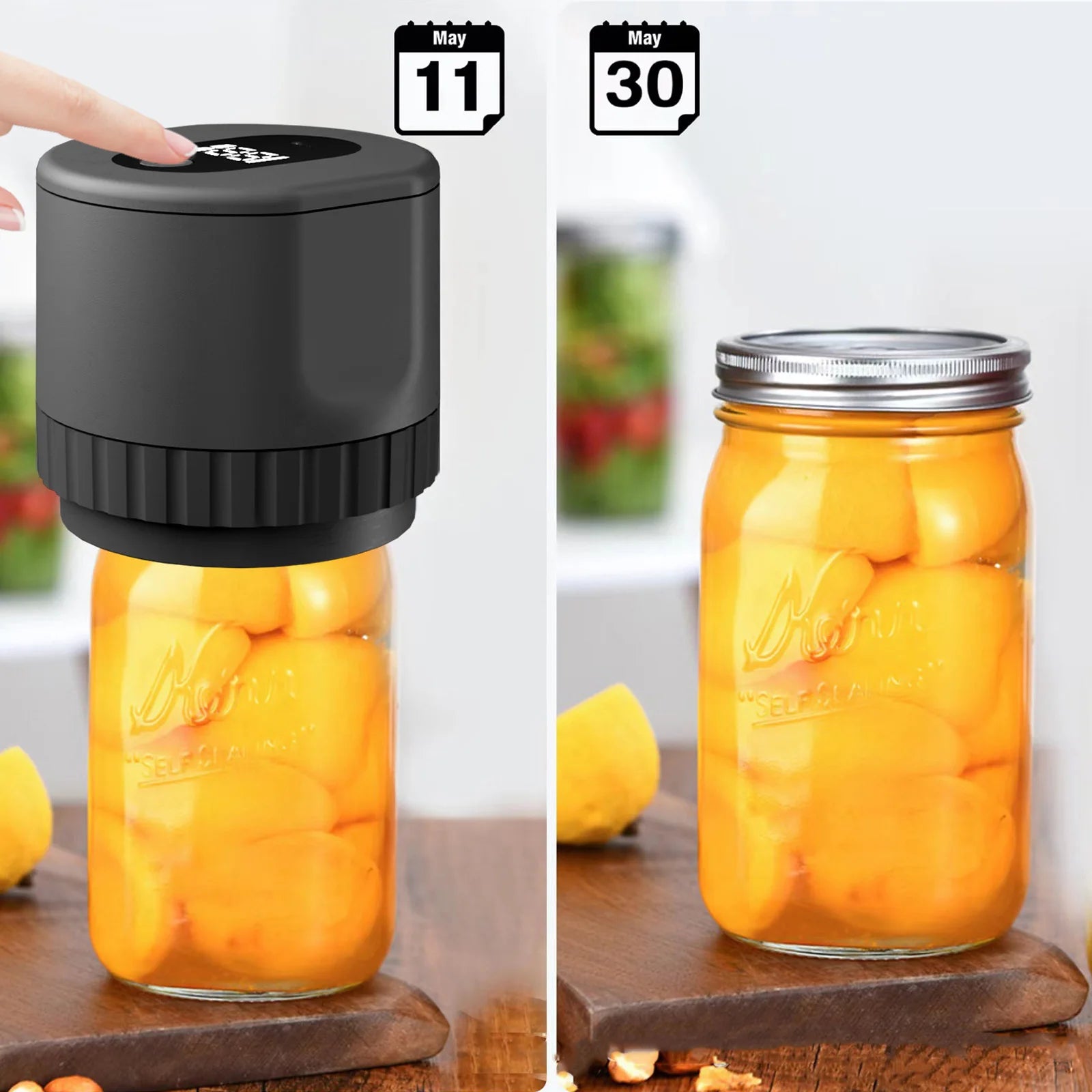 Electric Mason Jar Vacuum Sealer Kit Cordless Automatic Jar Sealer Kit for Food Storage and Fermentation with Wide-Mouth and Reg - TrendForce25