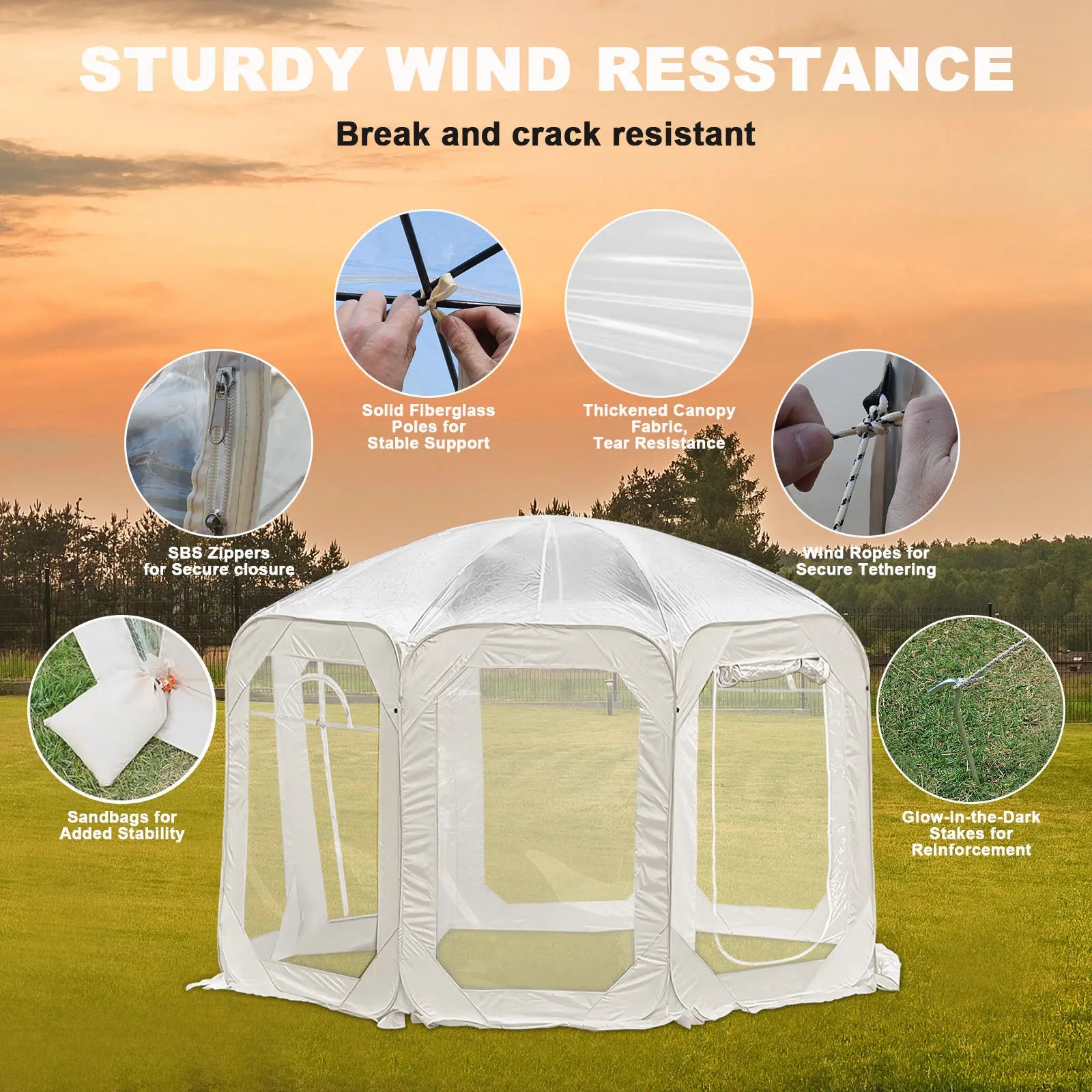 Outdoor Transparent Tent Portable Folding Camping Thickening Tent Starry Sky Bubble House Shade Winter Sunshine Wind/Waterproof - TrendForce25
