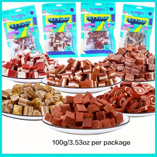 100g/3.53oz  Beef And Meat Cubes Dog Treats For Small, Medium, & Large Dog, Healthy, Easily Digestible - TrendForce25