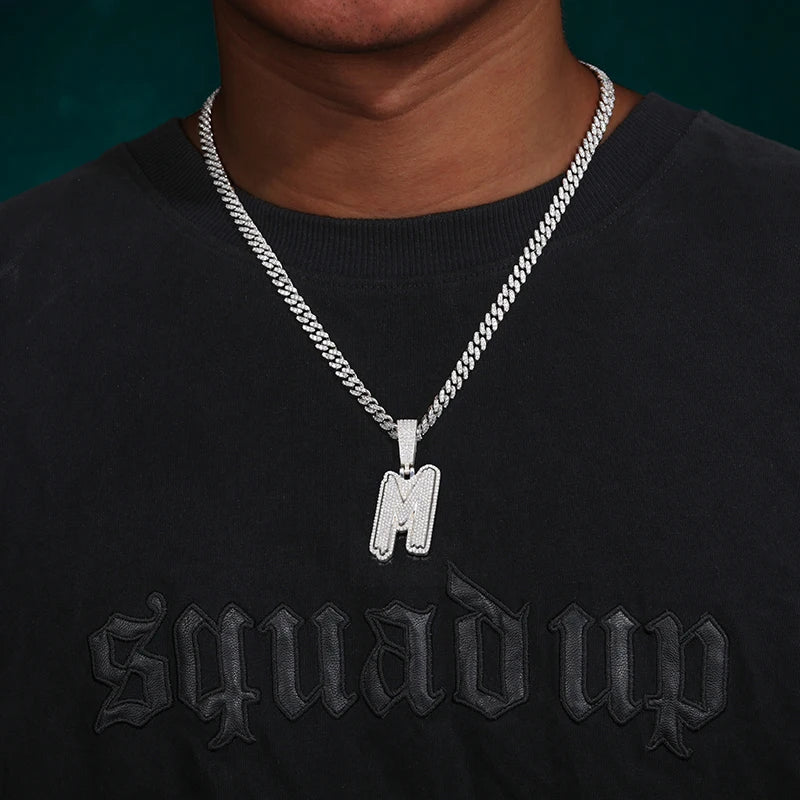 Fine New Unisex 925 Silver Pendant  Letters Classic Punk Hiphop/Rock Letters Moissanite Pendant For Men Hip Hop Jewelry