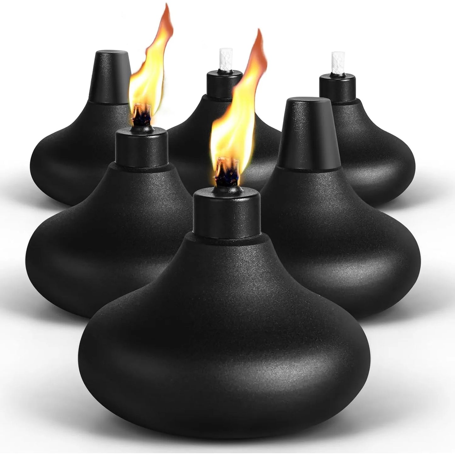 6 Pack Metal Tabletop Torches, 24.5 Ounces Citronella Outdoor Torches, Inflatable Flame Torches for Party Landscape Decorations