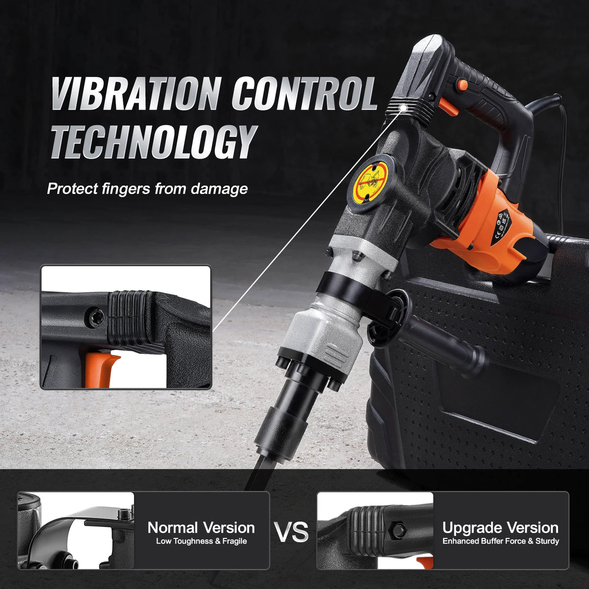 SucceBuy 1400W Demolition Jack Hammer Electric Jackhammer Heavy Duty 2900 BPM Concrete Breaker 2pcs Chisels Bits Chipping - TrendForce25