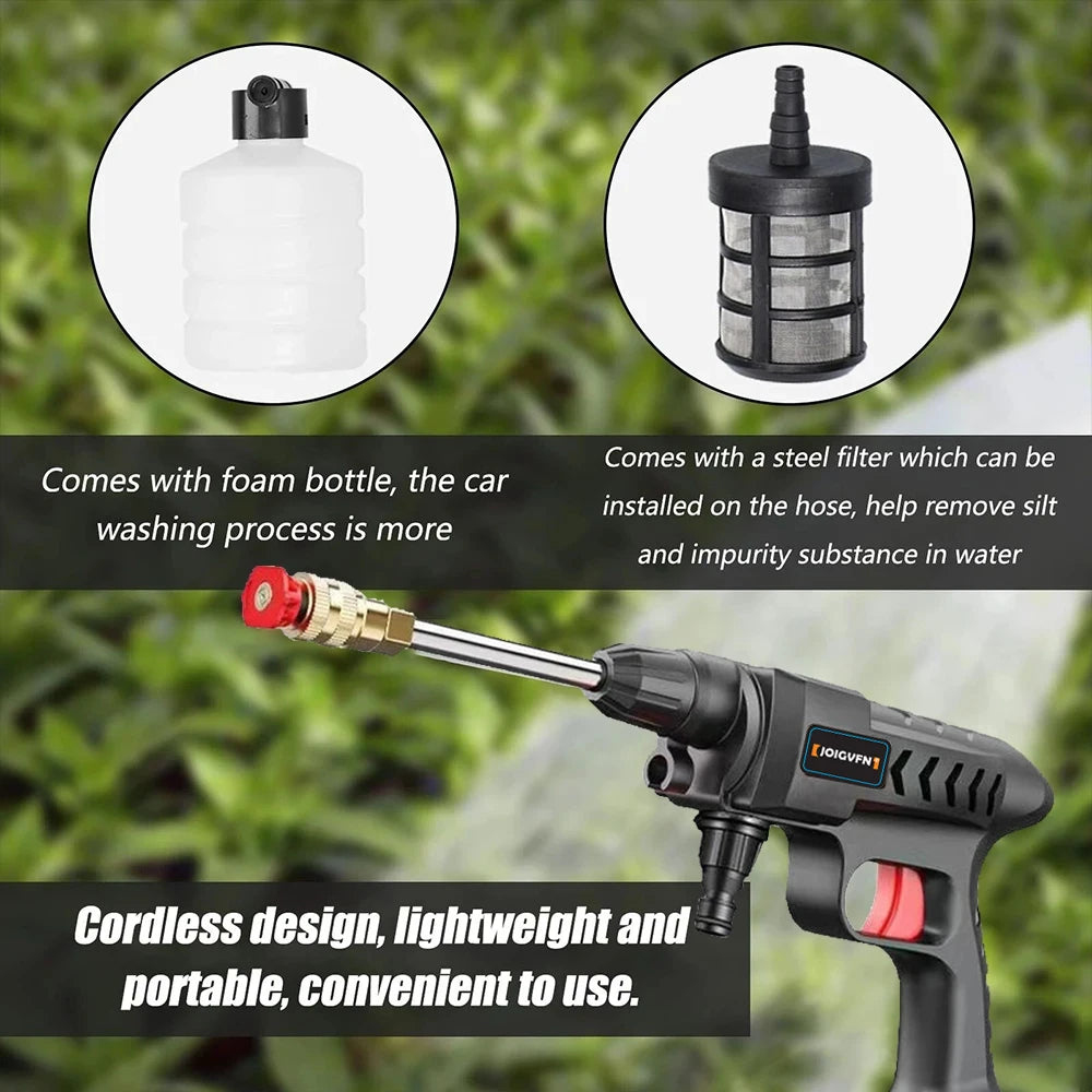 Wireless High Pressure Car Washer 30000mAh Car Wash Water Machine Gun With Li-ion Battery Self Priming Sustain Washing - TrendForce25