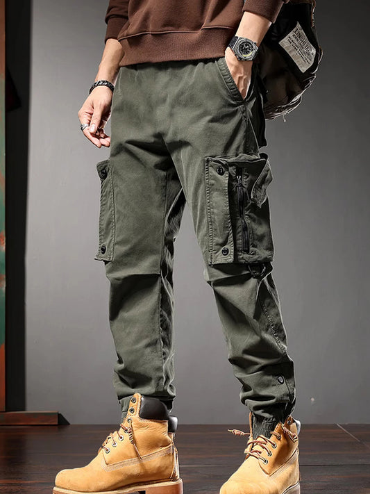Men Cargo Jogger Pants Autumn Winter Fleece Sweatpants Mens Fleece Overalls Joggers Sweat Pocket Pants Cargo Trousers Streetwear