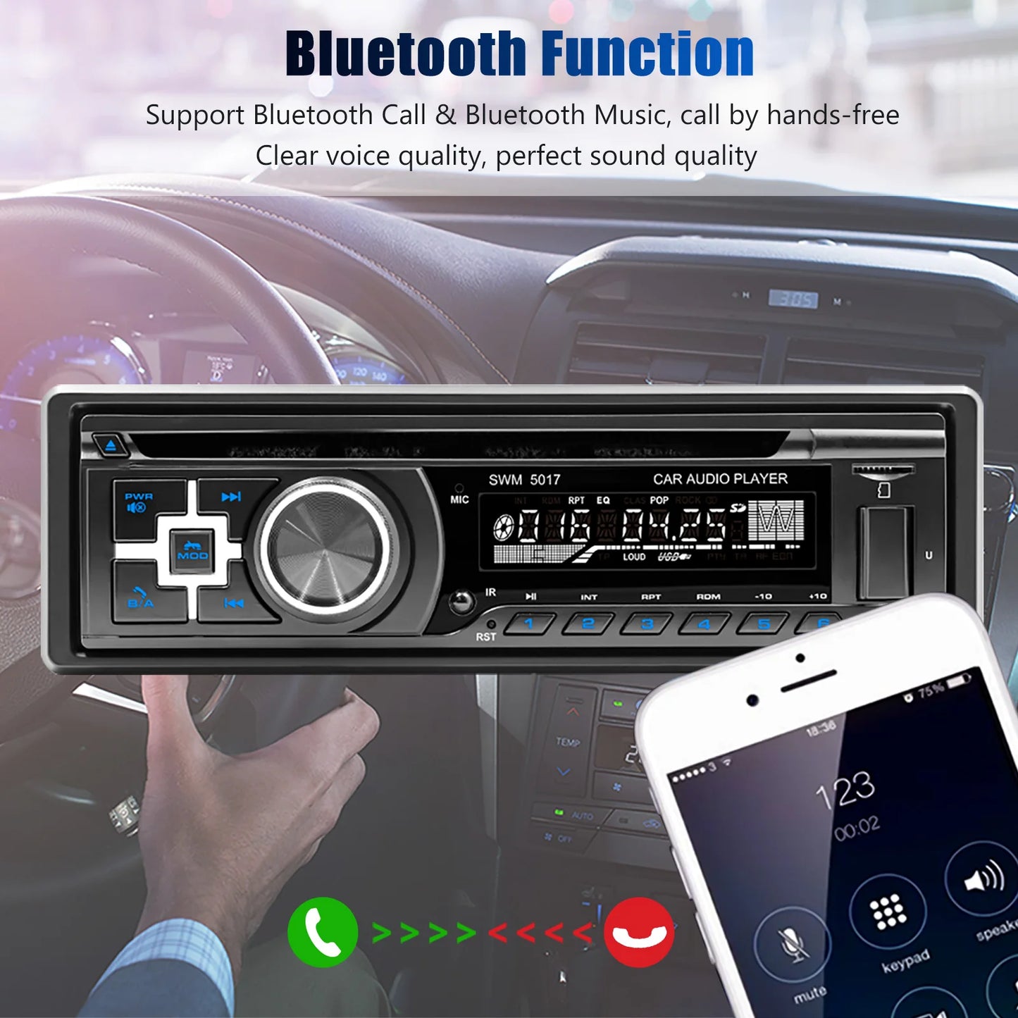 ESSGOO 12V 1 DIN Universal Car Stereo Radio MP3 Player Support DVD/CD In-dash Bluetooth FM USB SD AUX Head Unit Player MP3