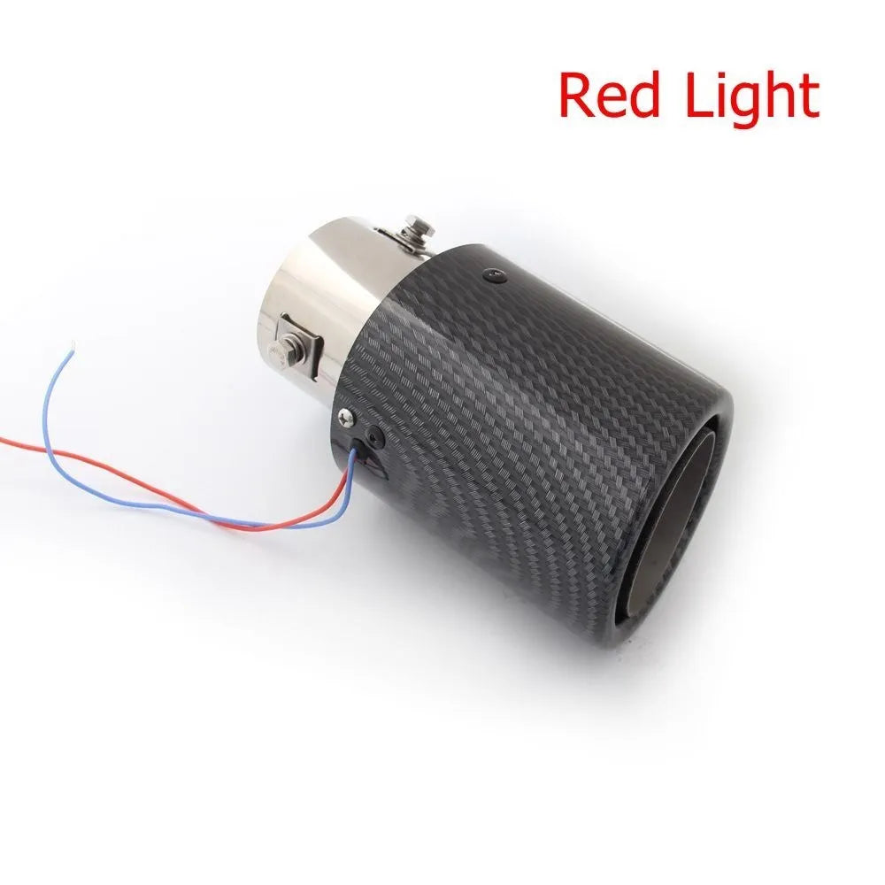 Universal Car Modified Exhaust Muffler Tip Pipe LED Red/Blue Light Outlet Exhaust Pipe Tail Throat Silencer Turbo Sport