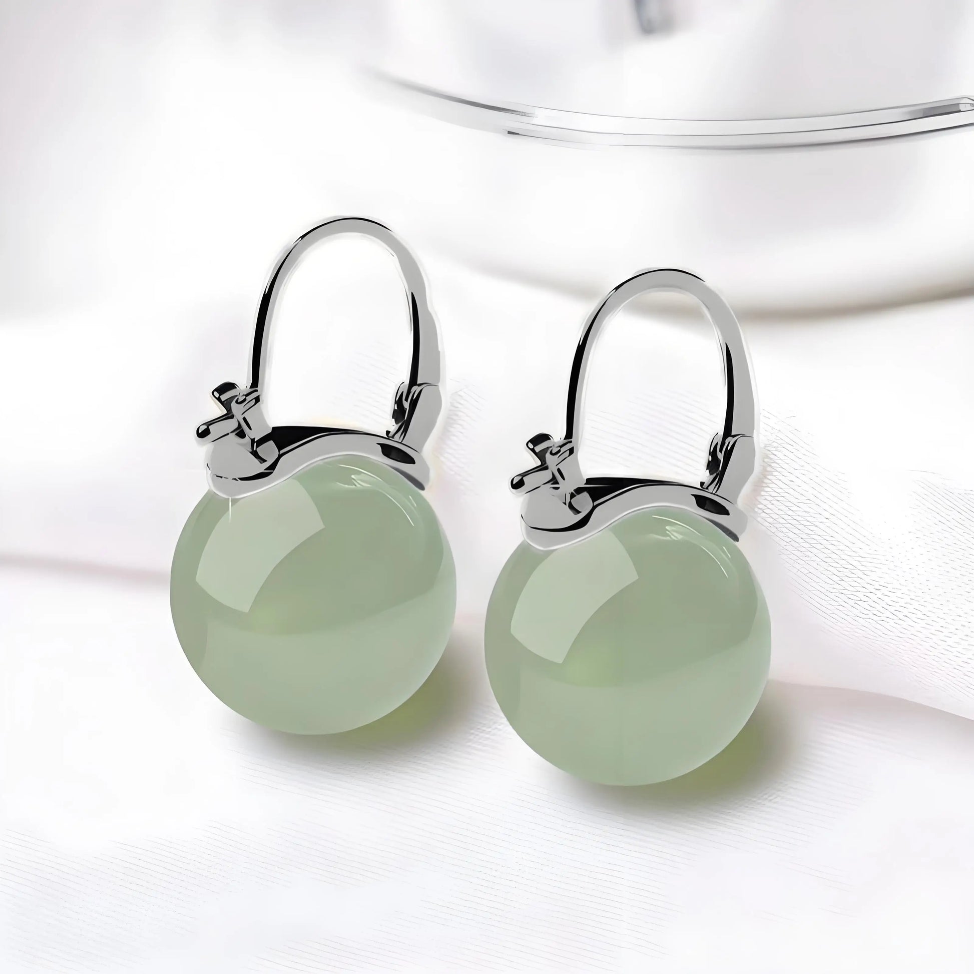 Elegant Jade Drop Earrings for Women - Hypoallergenic Ear Clips with Premium Green Gemstone - TrendForce25