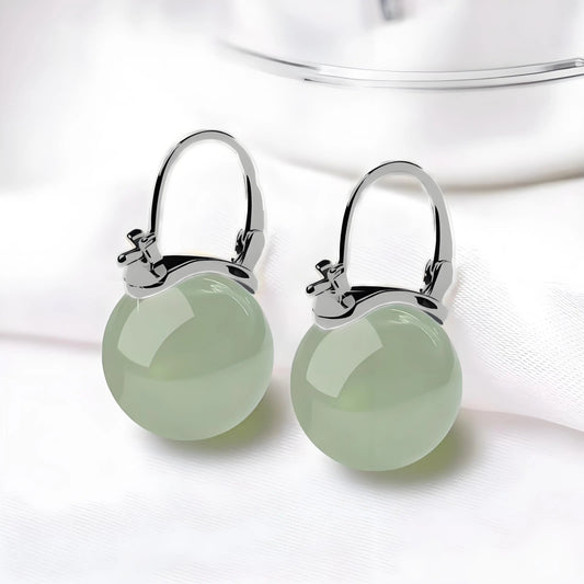 Elegant Jade Drop Earrings for Women - Hypoallergenic Ear Clips with Premium Green Gemstone - TrendForce25