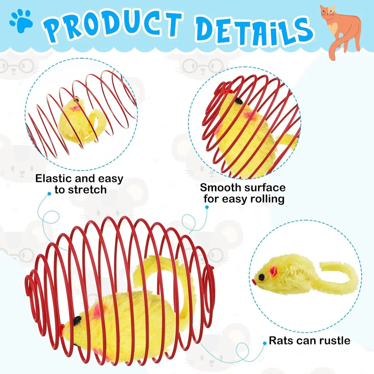 5 cat spring balls, stretchable spring toys, interactive rolling balls, colorful and interesting coil springs - TrendForce25