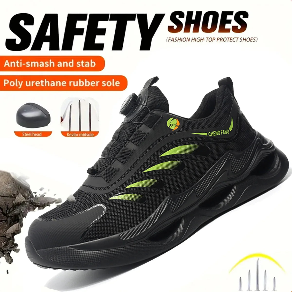Soft sole lace-free anti-smash and anti-puncture safety shoes - TrendForce25