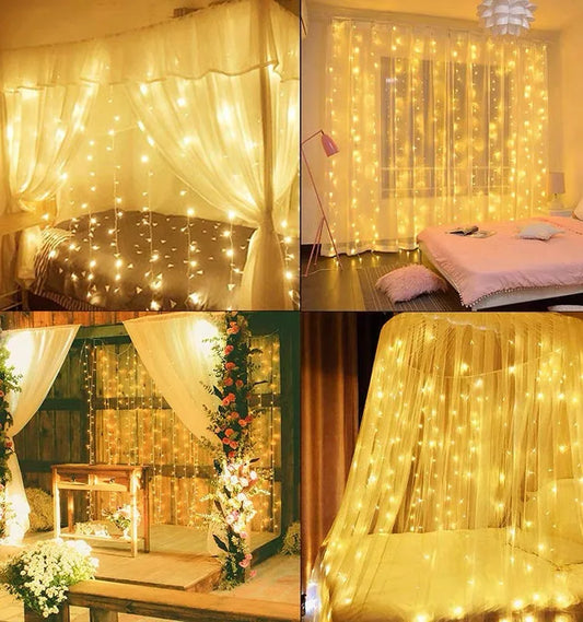 Curtain Light for Party/Wedding/Festival/Christmas,Window Blinking String Light for Bedroom/Living Room,USB Plug with 8 Modes - TrendForce25