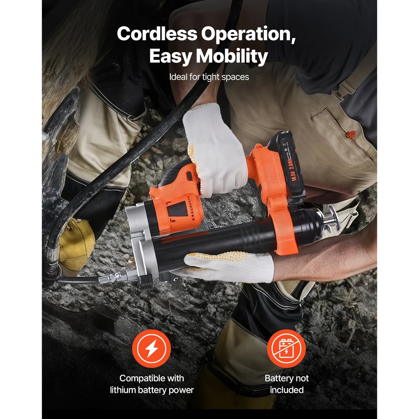 SucceBuy 8000PSI Cordless Electric Grease Gun with 35.4in Hose Car Maintenance Power Tool for 18V Battery Greasing Vehicles