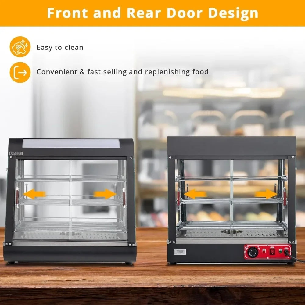 HOME-26" Commercial Food Warmer Display Pizza Warmer, 3-Tier Electric Countertop Food Warmer w/LED Lighting Adjustable Removable