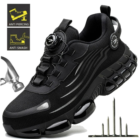 Rotating Button Steel Toe Safety Shoes Men Anti-smash Anti-puncture Work Shoes Breathable Sport Shoes Security Protective Boots