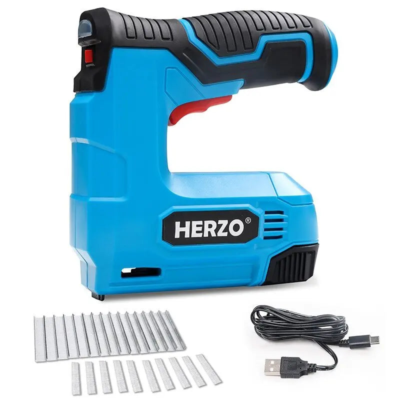 HERZO 3.7V Nail Gun Kit Cordless Portable Brad Nail Stapler Gun Tacker