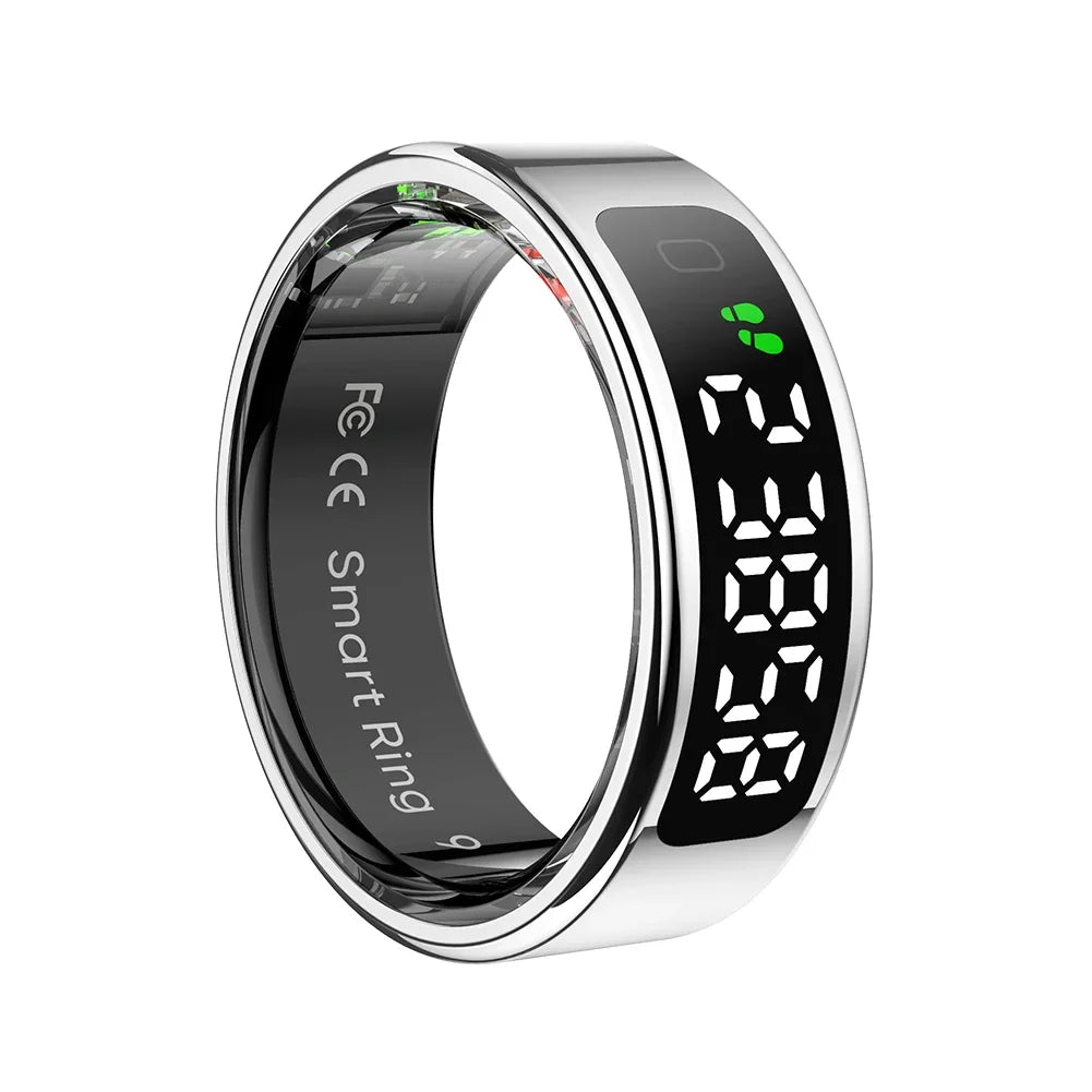 R11 Smart Ring with Display Screen and Touch Heart Rate Blood Oxygen Monitor Ring Wireless Charging Smartring for Android & iOS