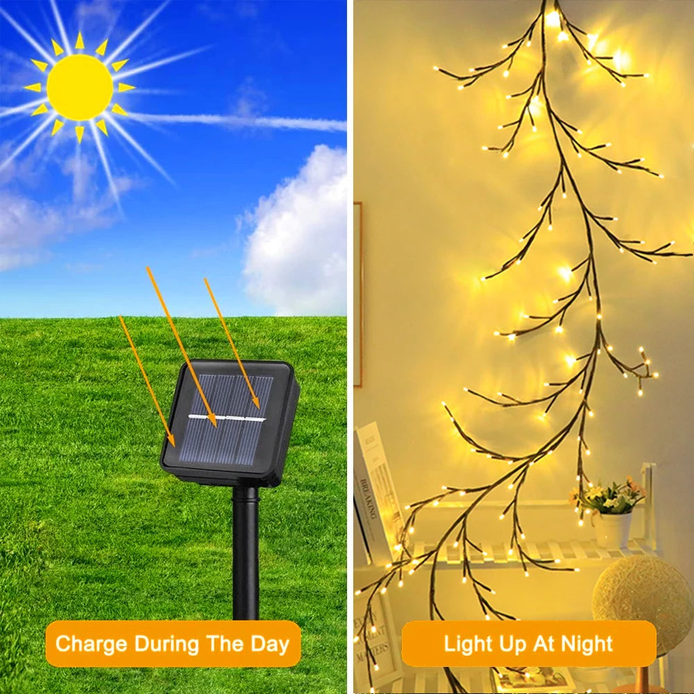 Outdoor Lighting Light String Solar Tree and Vine Lamp 96LED Tree Branches Light Waterproof Garland Home Decorative Lights - TrendForce25
