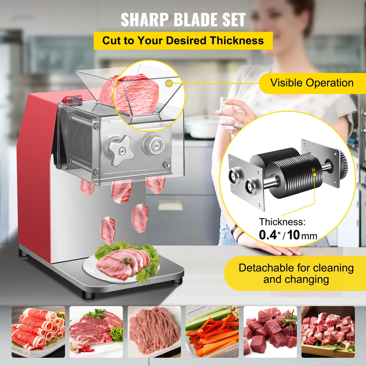 SucceBuy 250kg/H Commercial Electric Meat Slicer Grinder Vegetable Cutter Shred Machine 850W Home Automatic Food Chopper Chipper - TrendForce25