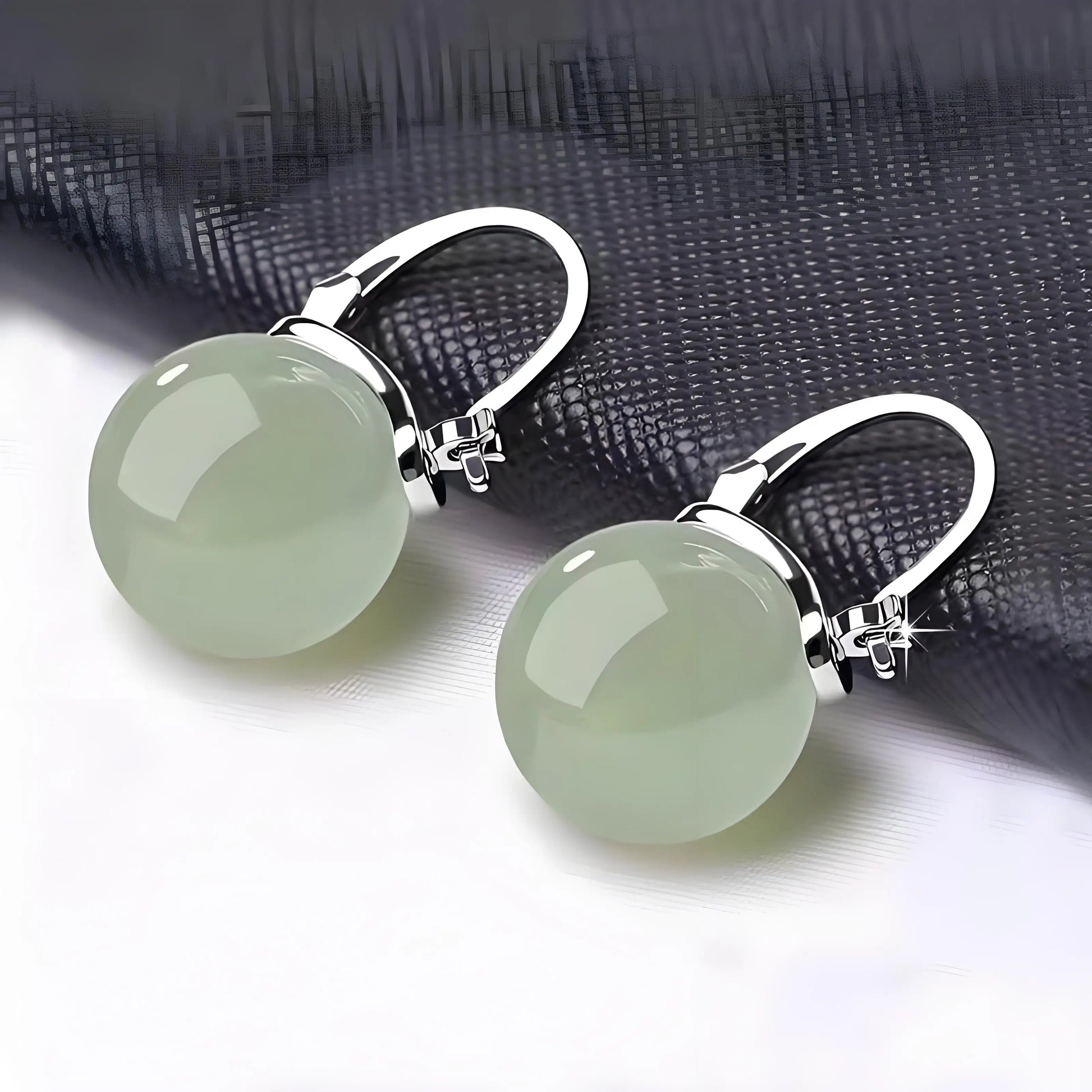 Elegant Jade Drop Earrings for Women - Hypoallergenic Ear Clips with Premium Green Gemstone - TrendForce25