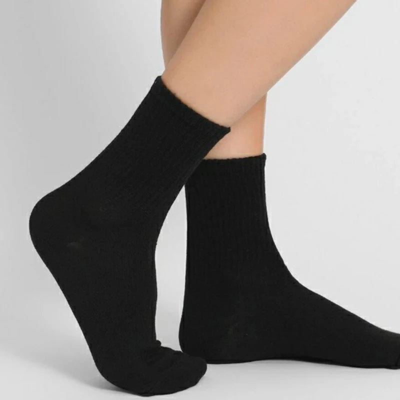 10/20 Pairs Women Solid Color Crew Socks Classic Versatile Comfortable Breathable Sweat Absorbing Running Sports Leisure Socks