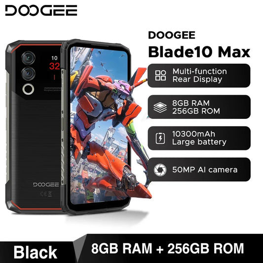 DOOGEE Blade10 Max Rugged Phone 6.56" 90Hz IPS Display 8GB 256GB 1.54" Rear Display 50MP AI Main Camera 10300mAh 18W Charge
