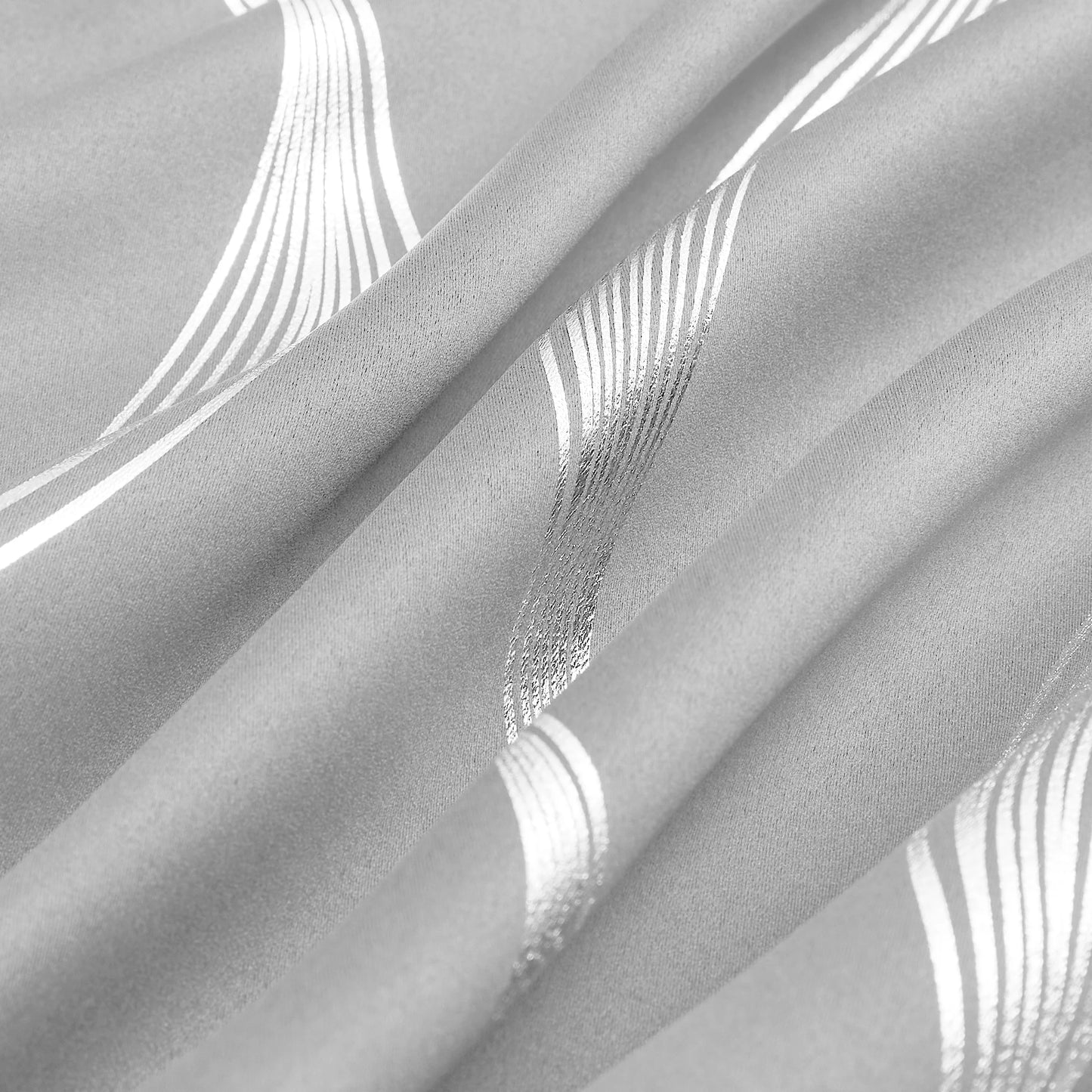 4Pcs Blackout Curtains Grommet Thermal Insulated Room Darkening  With Wave Foil Printed For Bedroom - TrendForce25