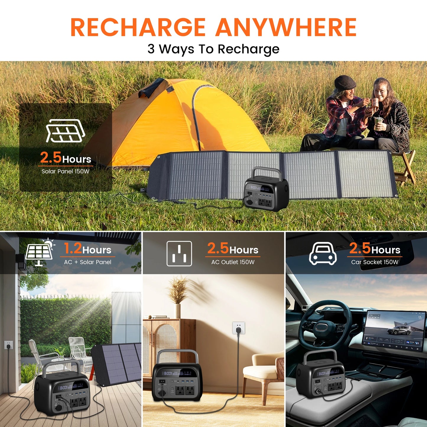 CTOLITY 500W Solar Generator 345Wh Camping Portable Power Station 100W Foldable Solar Panel, UPS Function, For Camping Emergency - TrendForce25