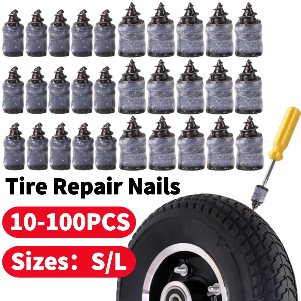 10-100Pcs Car Tyre Repair Rubber Nail Set Motorcycle Tyre Repair Nail For Truck Scooter Bike Universal Tire Puncture Repair Tool