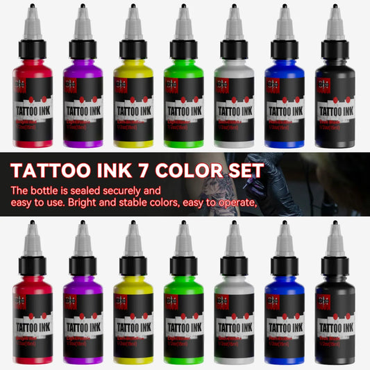 DM 15ml 7 Colors Tattoo Ink Body Art Pigment Professional Makeup Supplies Semi Permanent Tattoo Ink - TrendForce25