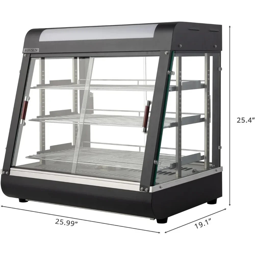 HOME-26" Commercial Food Warmer Display Pizza Warmer, 3-Tier Electric Countertop Food Warmer w/LED Lighting Adjustable Removable