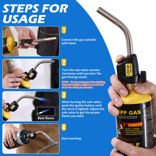High Intensity Propane Torch Head, Trigger Start Gas Torch, Map Gas Torch Kit for Propane, MAPP MAP/PRO，Solding, Welding Brazing